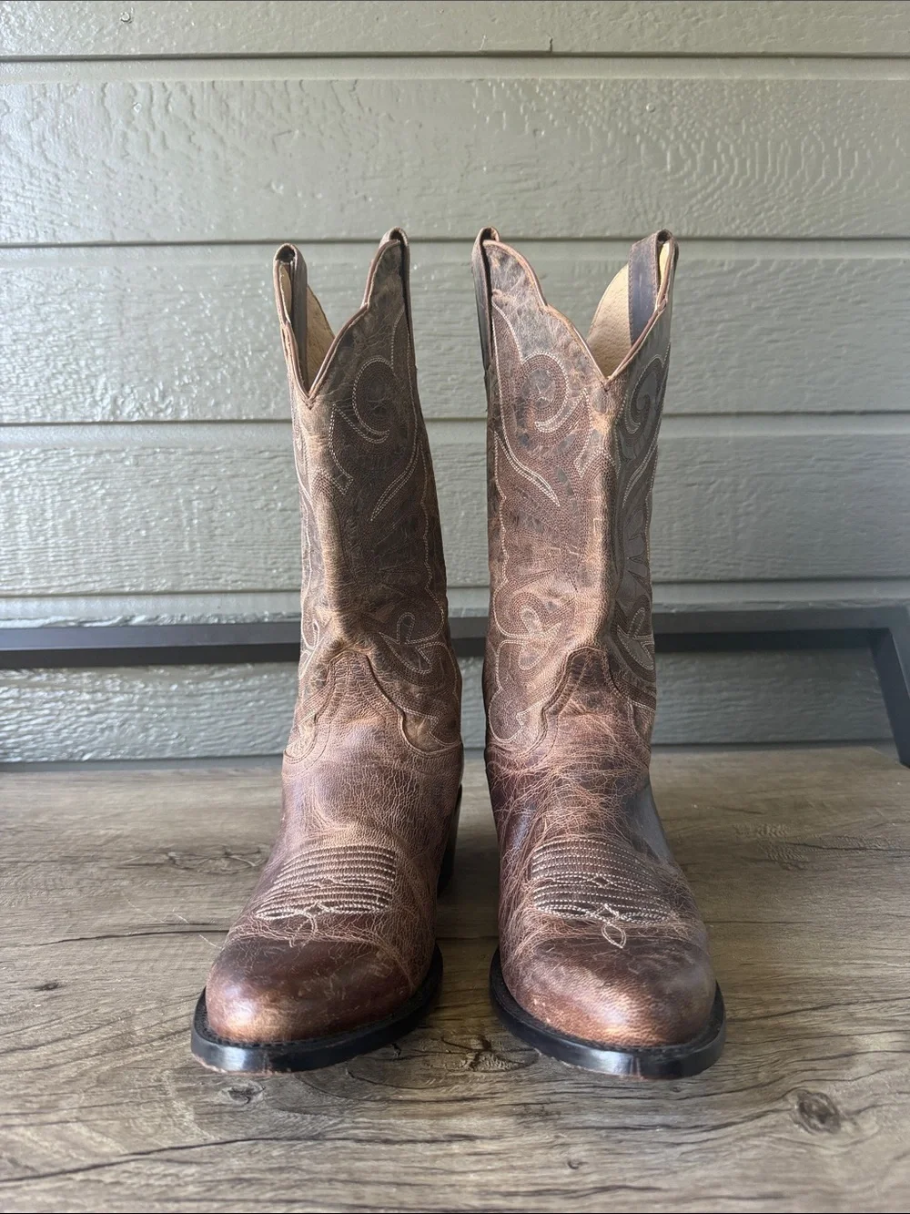 J.B. Dillon Men's Brown Leather Western Boots size 8 B made in USA